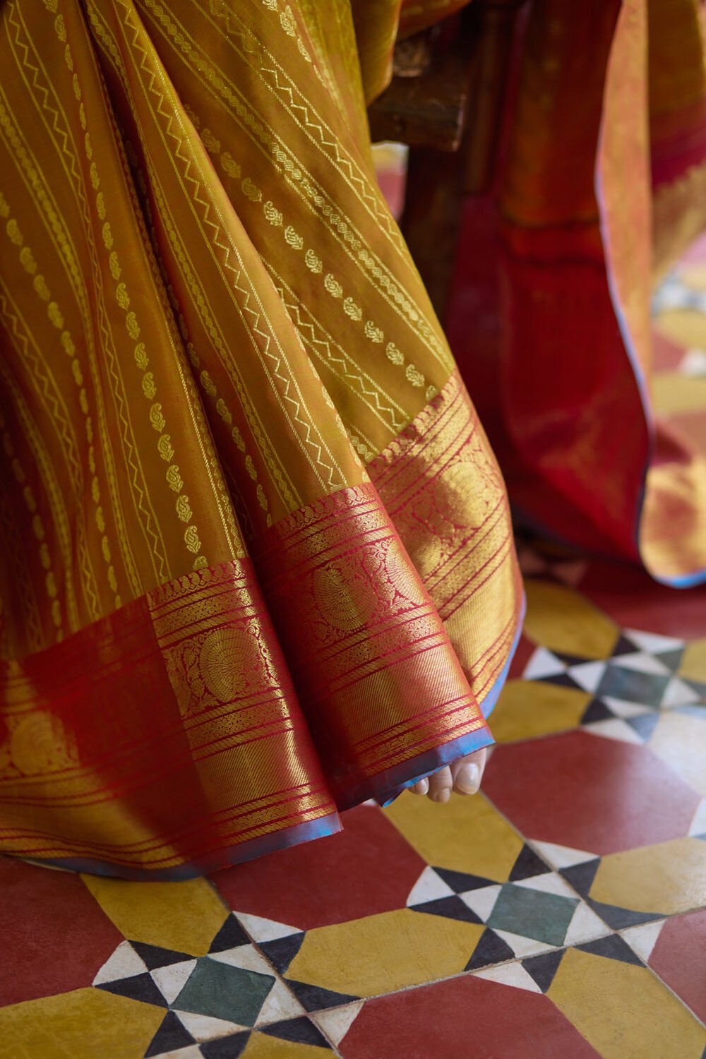Orange Woven Pure Silk Kanjivaram Saree image number null