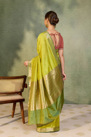 Light Green Silk Viscose Cutwork Banaras  Saree thumbnail image number null