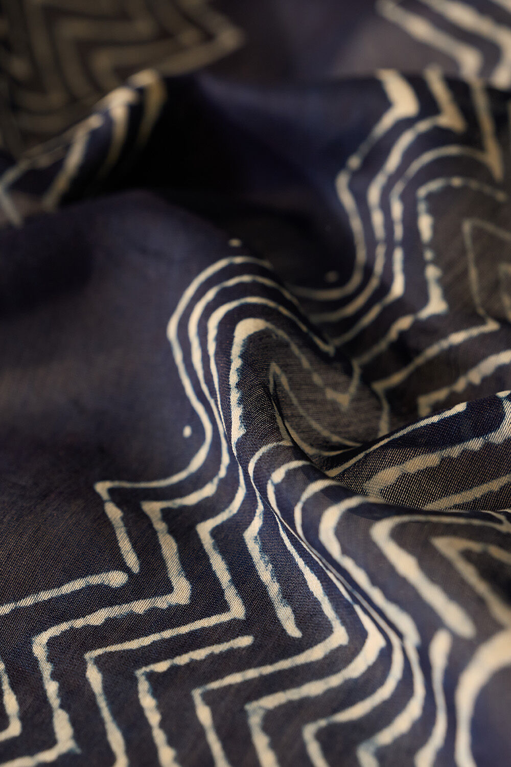 Blue Bagru Bagru Block Printed Pure Silk Cotton Saree image number null