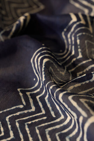 Blue Bagru Bagru Block Printed Pure Silk Cotton Saree thumbnail image number null