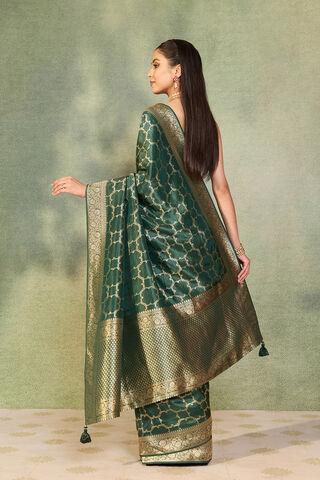 Dark Green Woven Design Viscose Saree thumbnail image number null