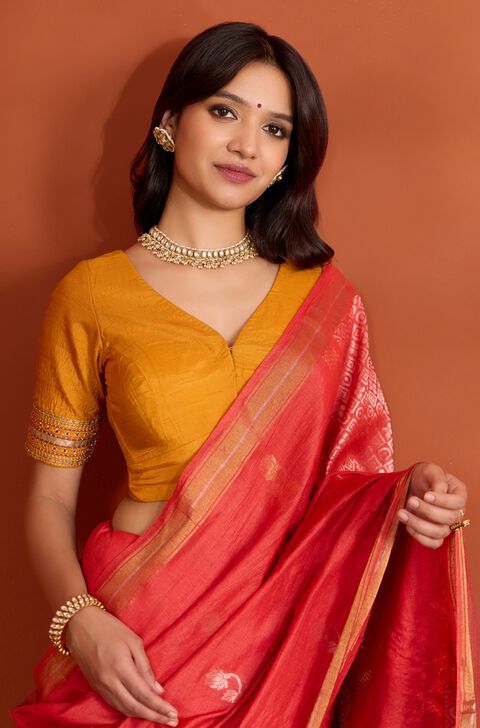 Yellow Viscose Embroidered Blouse