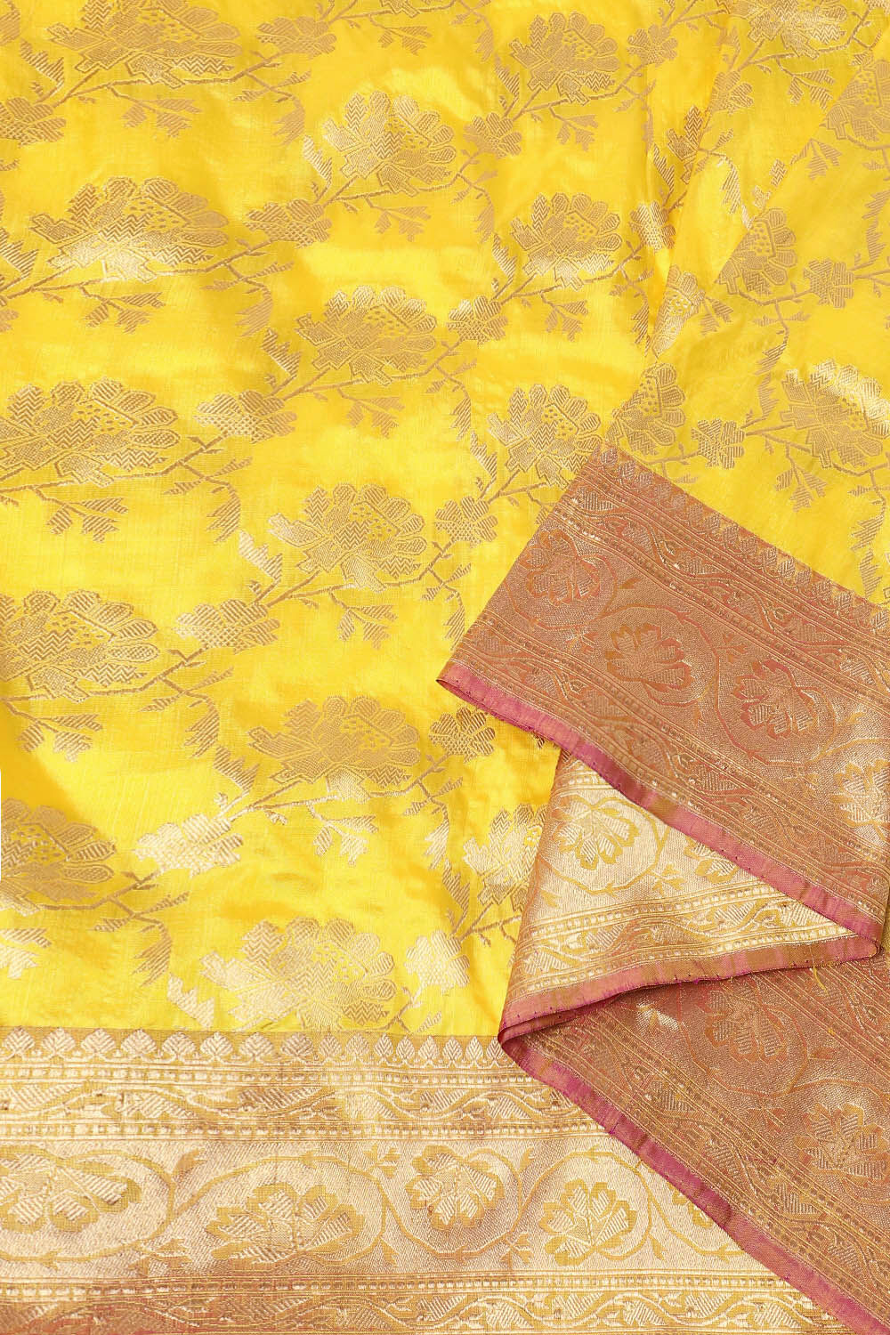 Light Yellow Pure Silk Banarasi Saree image number null