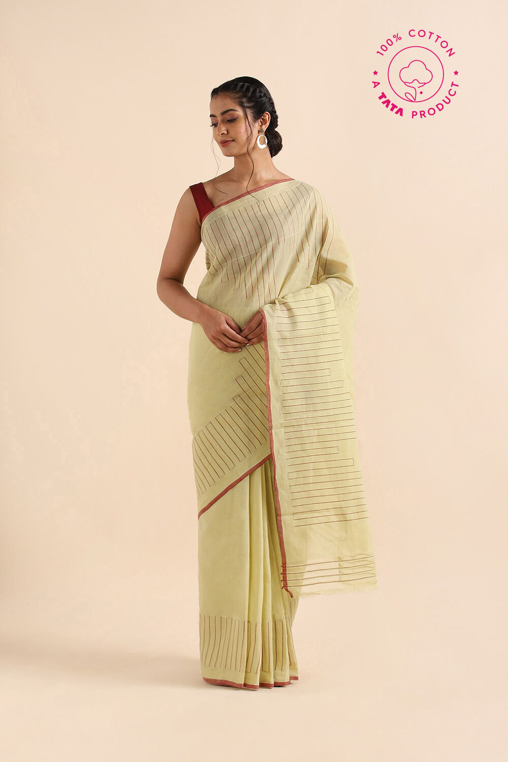 Light Green Pure Cotton South Saree image number null