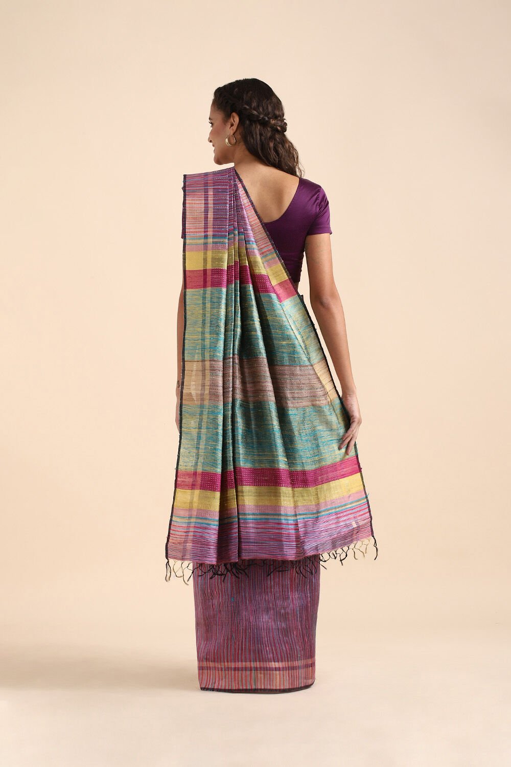 Purple Pure Tussar Silk Tie and Dye Saree image number null