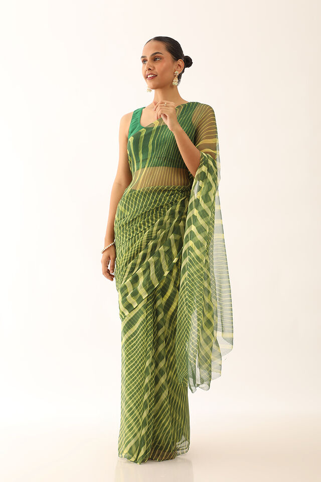 Green Craft Pure Silk Georgette Leheriya Saree
