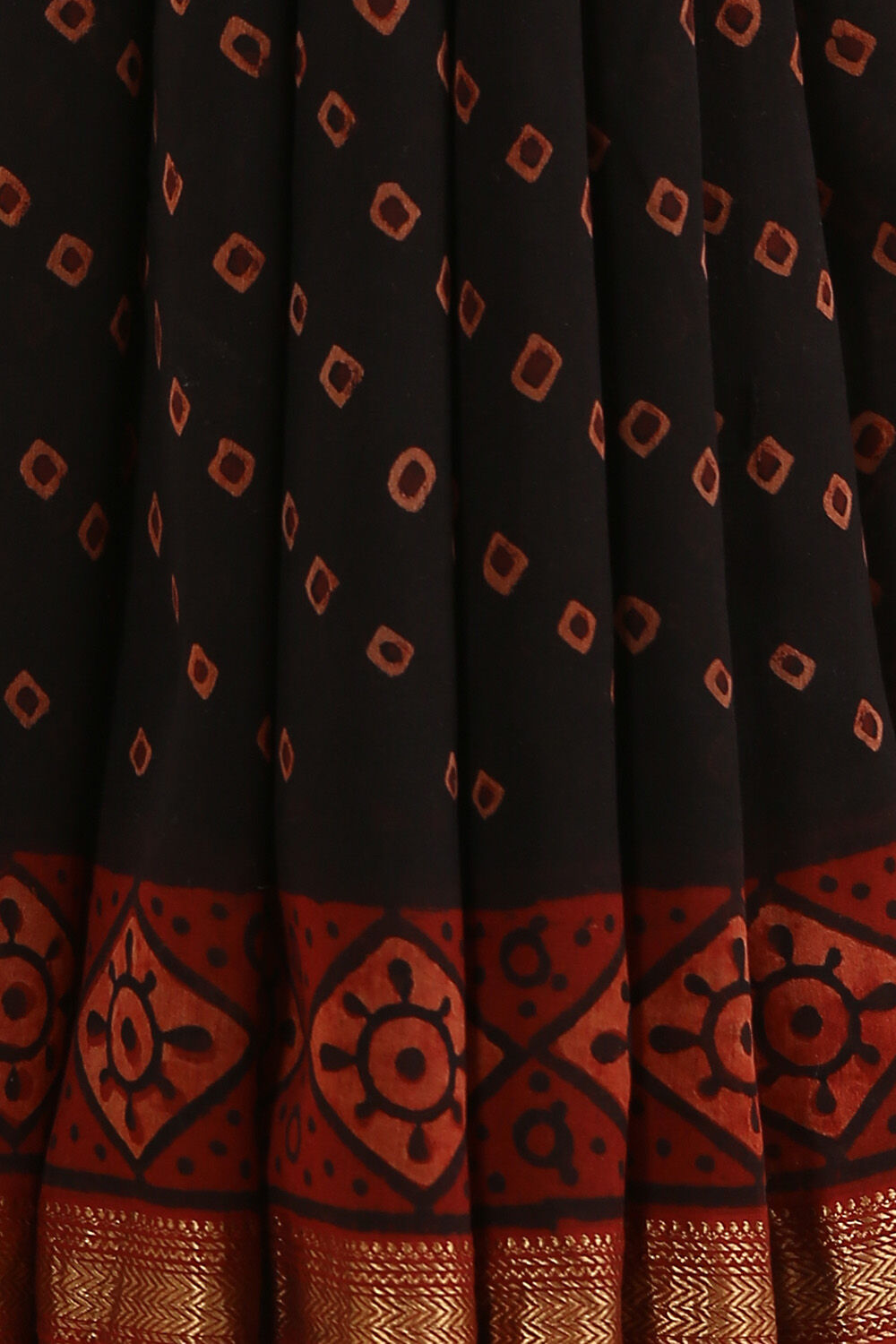 Black Pure Silk Cotton Bagru Printed Saree image number null