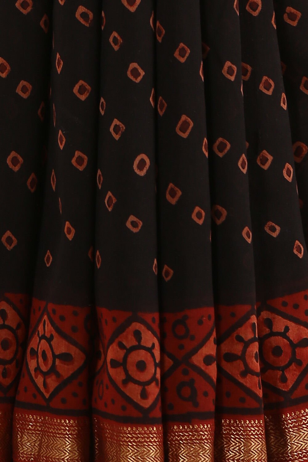 Black Pure Silk Cotton Bagru Printed Saree image number null