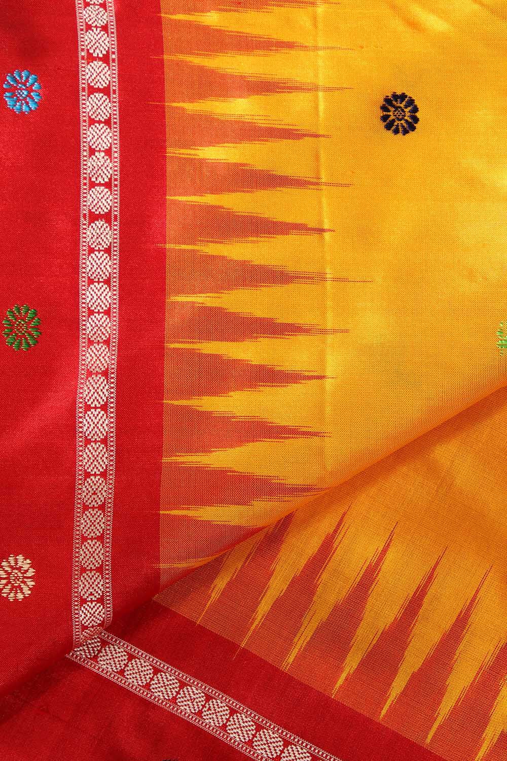 Yellow Pure Silk Odissa Dolabedi Saree image number null