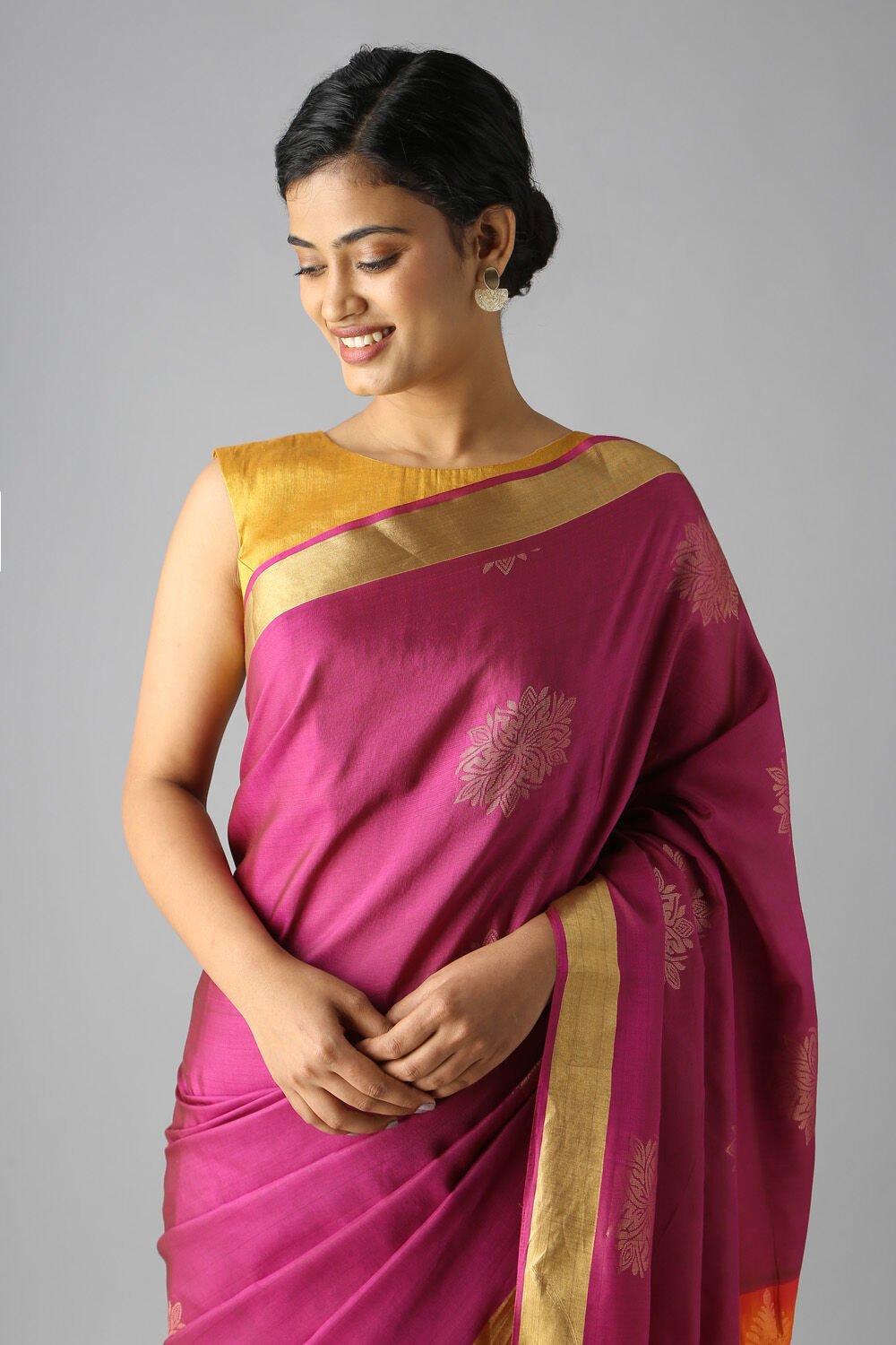 Purple Pure Silk Tencel South Saree image number null