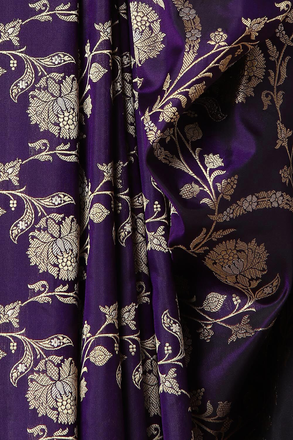 Dark Violet Pure Silk Banarasi Saree image number null