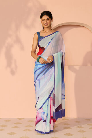 Multicoloured Printed Viscose Georgette Saree thumbnail image number null