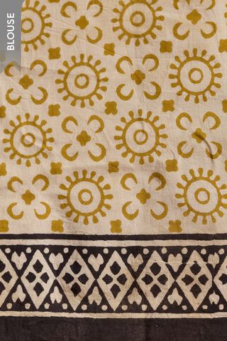 Yellow Rajasthan Bagru Block Printed Pure Cotton Kota Saree thumbnail image number null
