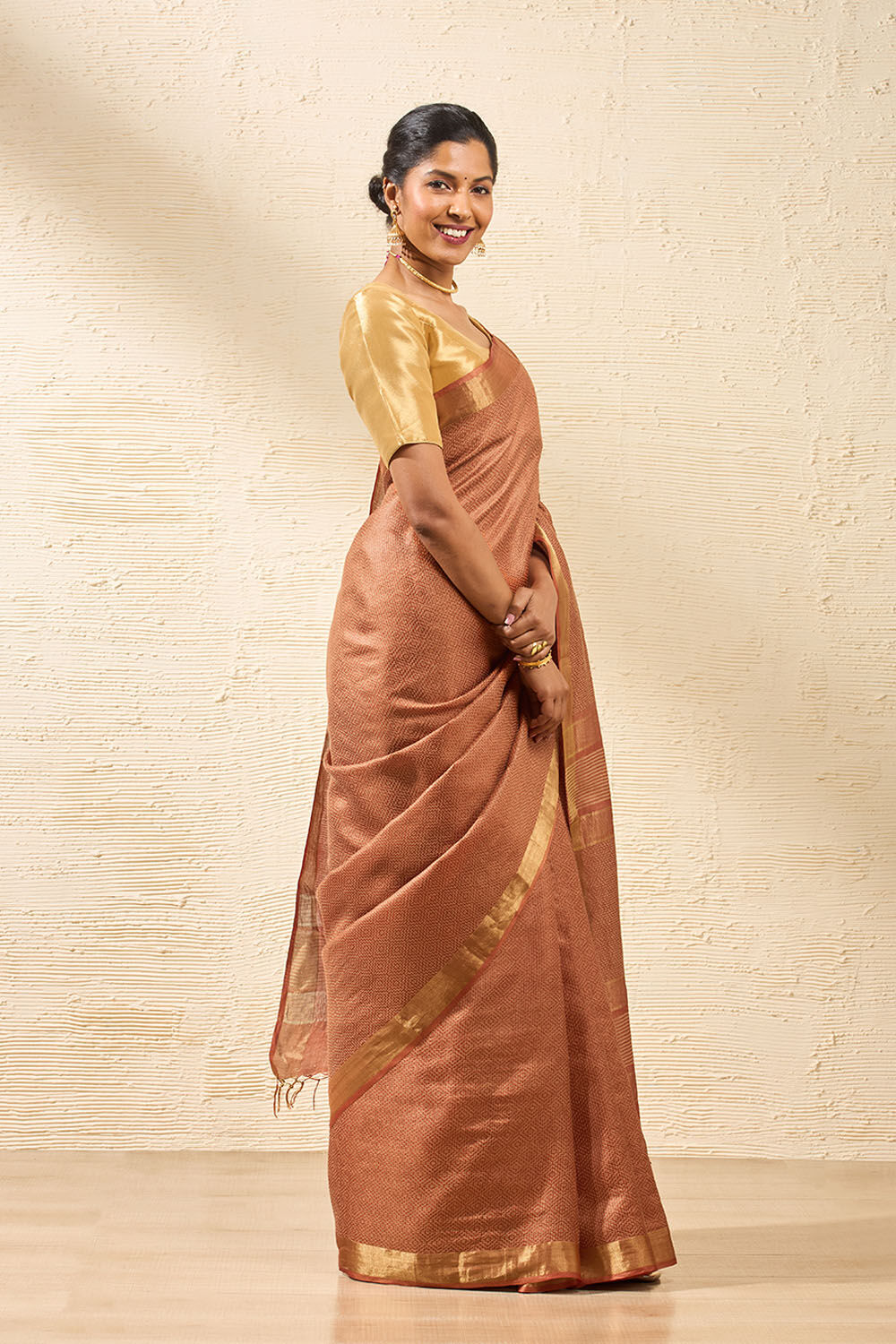 Orange Woven Design Pure Tussar Silk Saree image number null