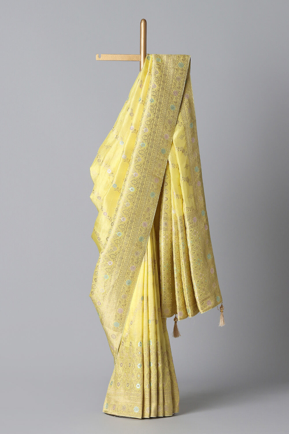 Yellow Viscose Luxe Woven Saree image number null