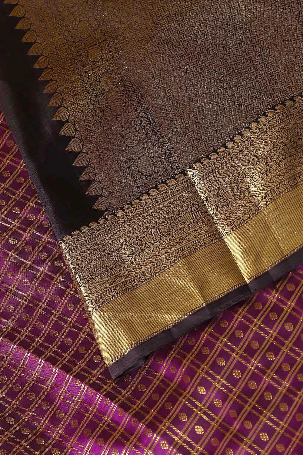 Violet Pure Silk Kanjivaram Saree image number null
