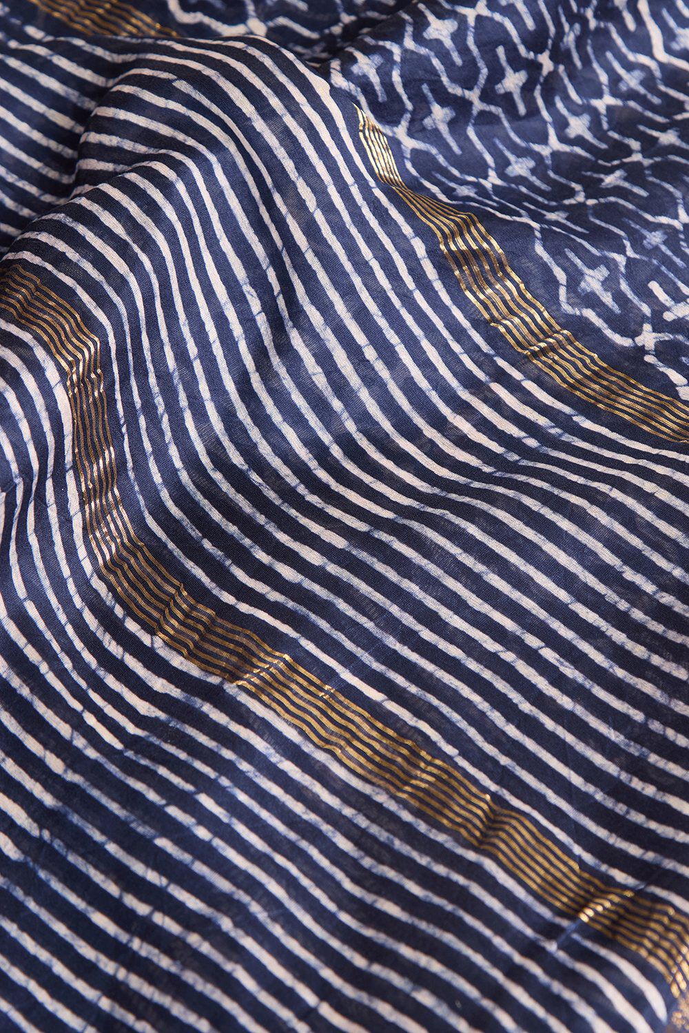 Dark Blue Pure Silk Cotton Batik Saree image number null
