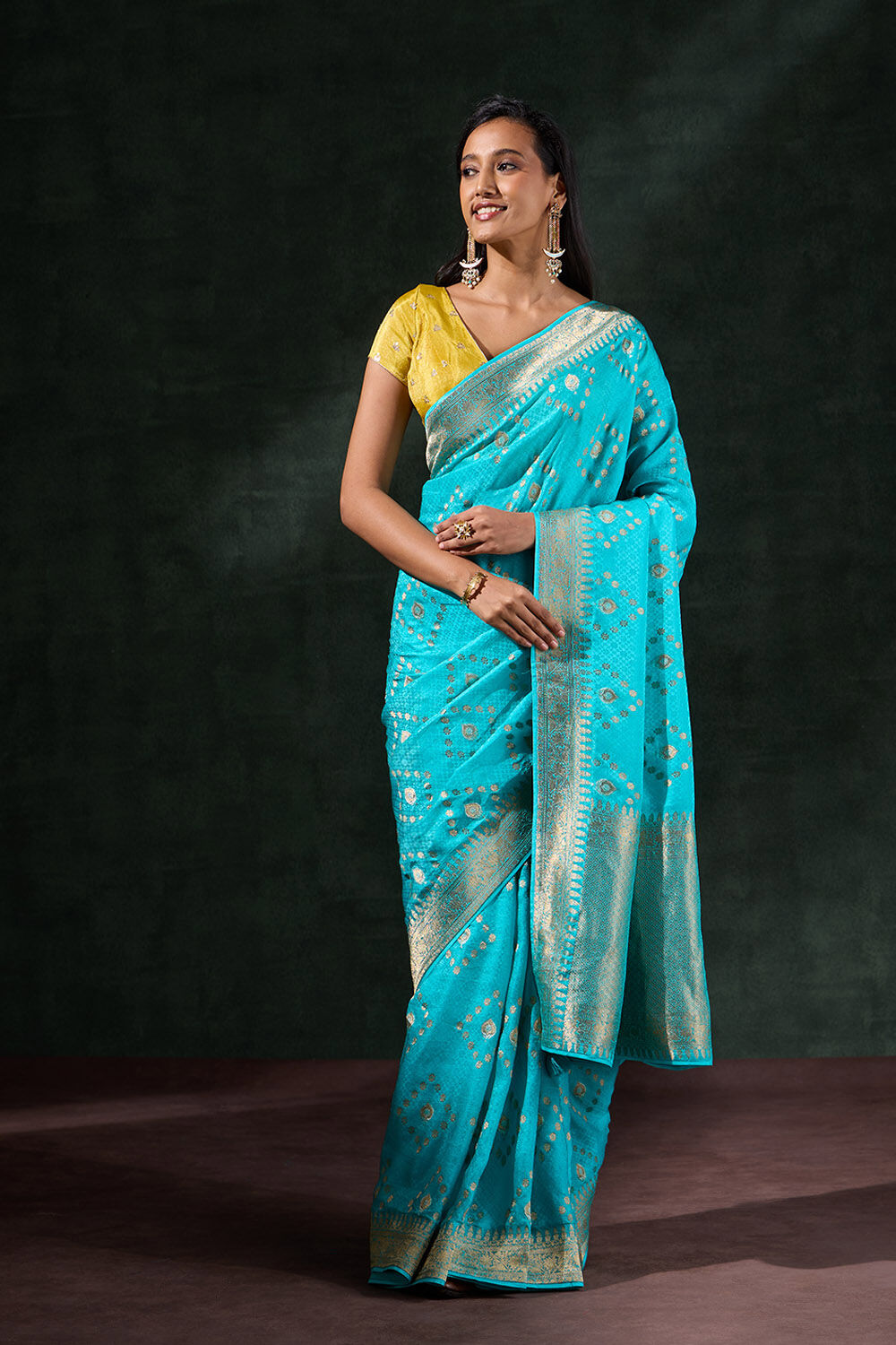 Blue Viscose Woven Saree image number null