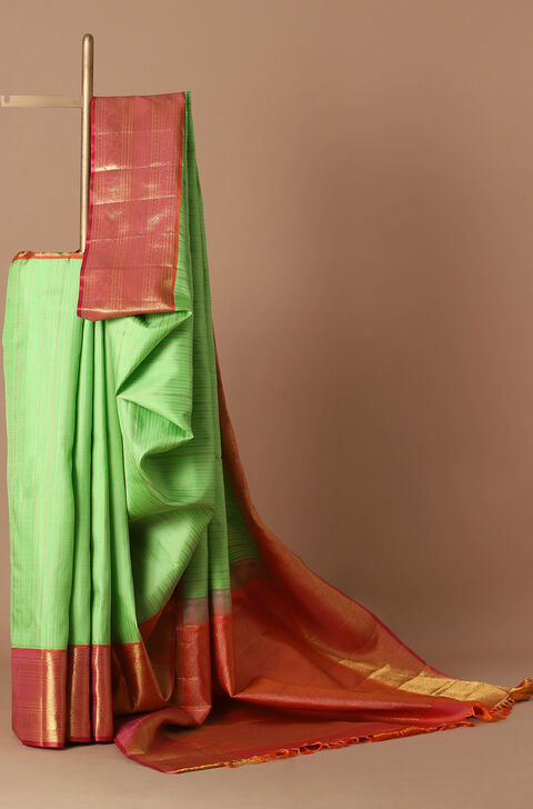 Light Green Pure Silk Kanjivaram Saree