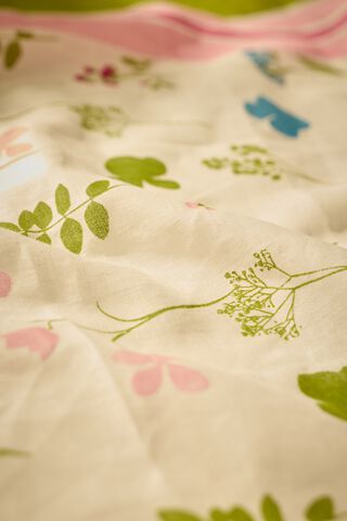 Off White Screen Printed Pure Linen Saree thumbnail image number null