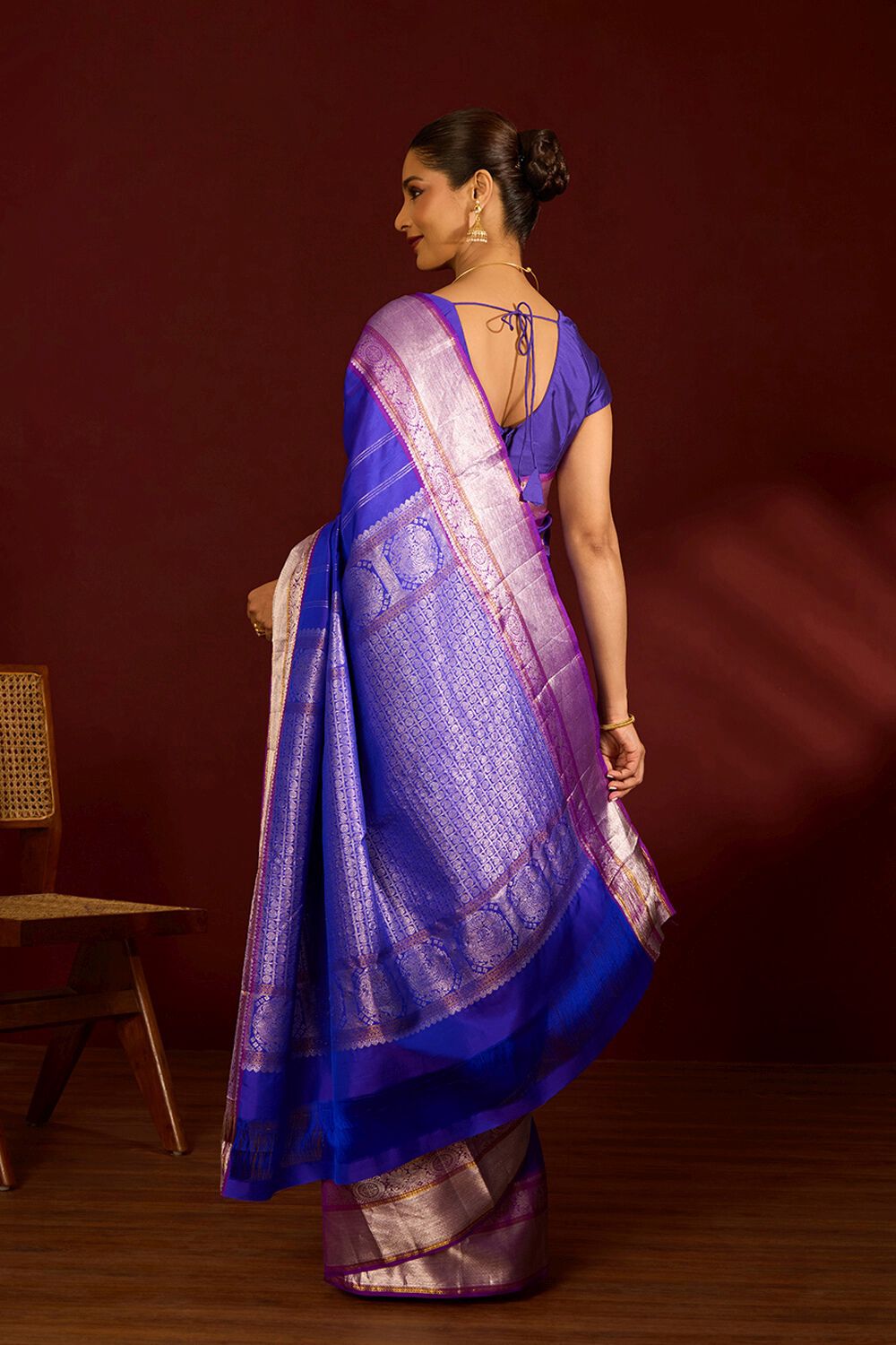 Purple Pure Silk Woven Kanjivaram Saree image number null