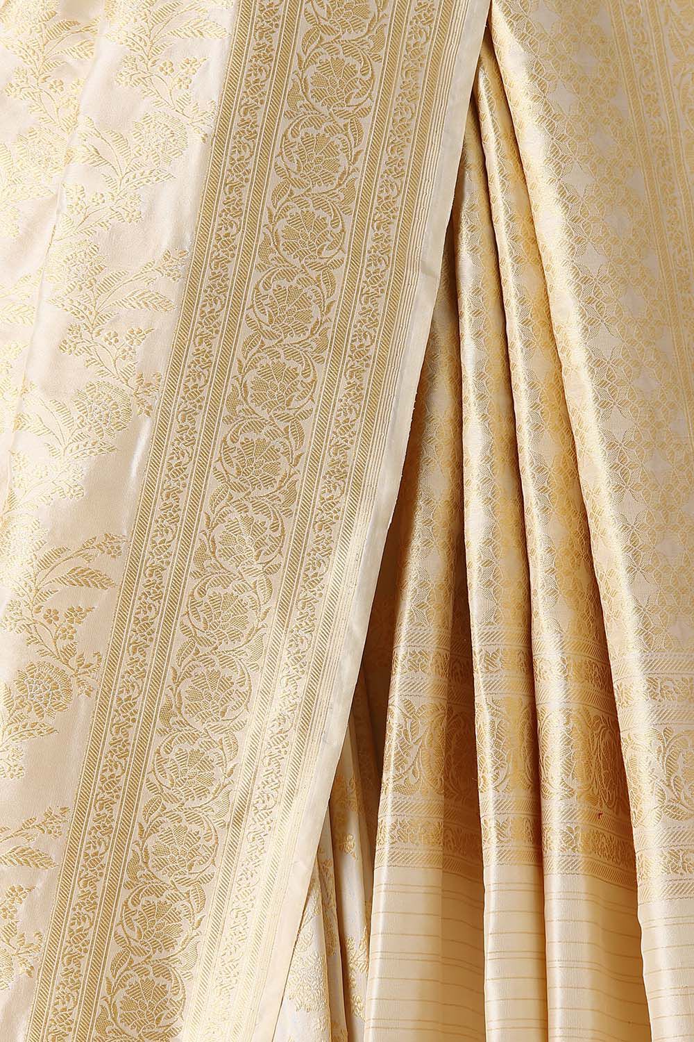 Off White Pure Silk Banarasi Saree image number null