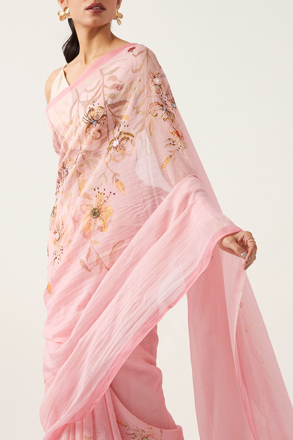 Light Pink Pure Silk Cotton Digital Printed Saree image number null