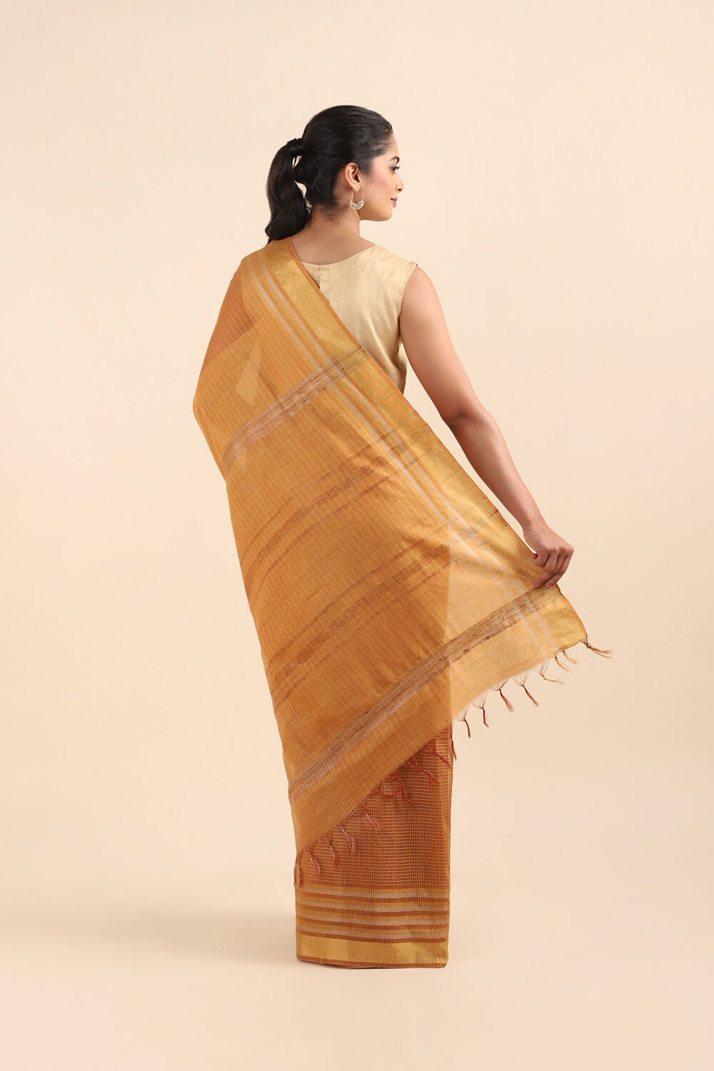 Orange Pure Silk Woven Saree image number null