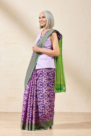 Violet Pochampalli Pure Cotton Ikat Saree thumbnail image number null