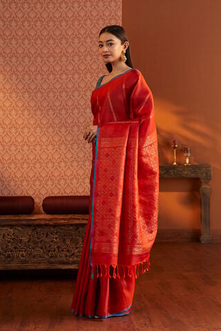 Red Woven Soft Silk Saree thumbnail image number null