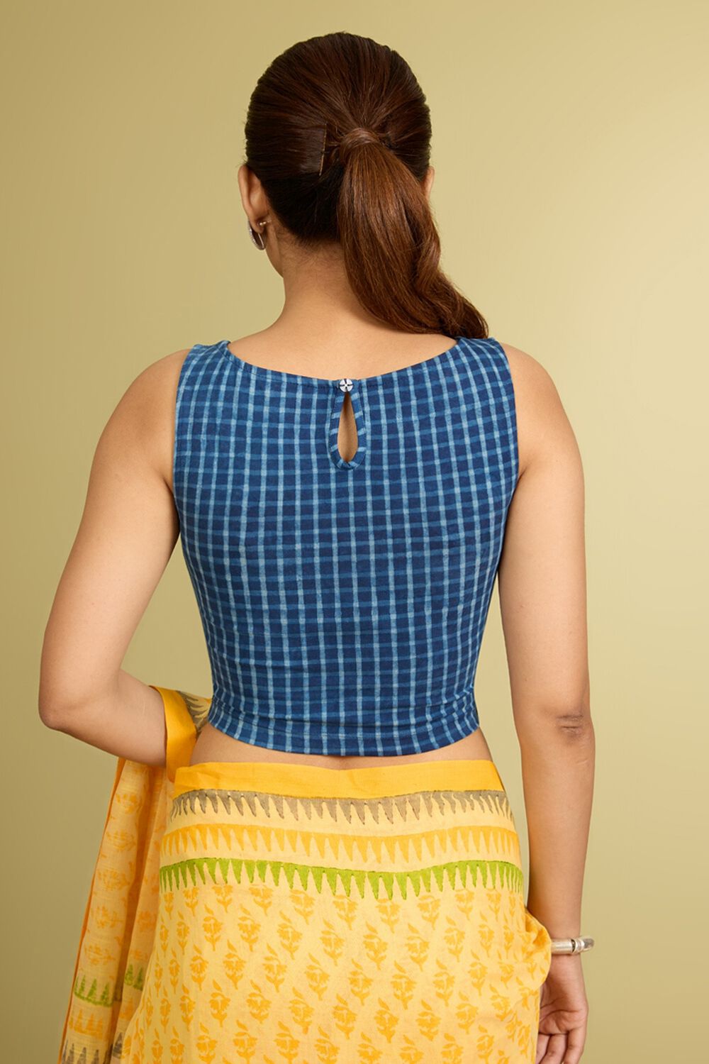 Blue Pure Cotton Dabu Block Printed Blouse image number null