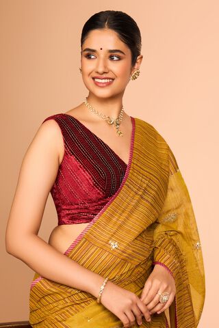 Dark Red Viscose Embroidered Blouse image number