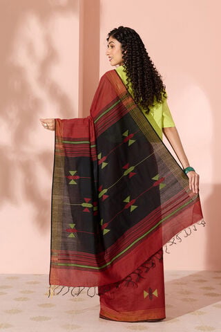 Dark Red Woven Silk Viscose Bhagalpur Saree thumbnail image number null