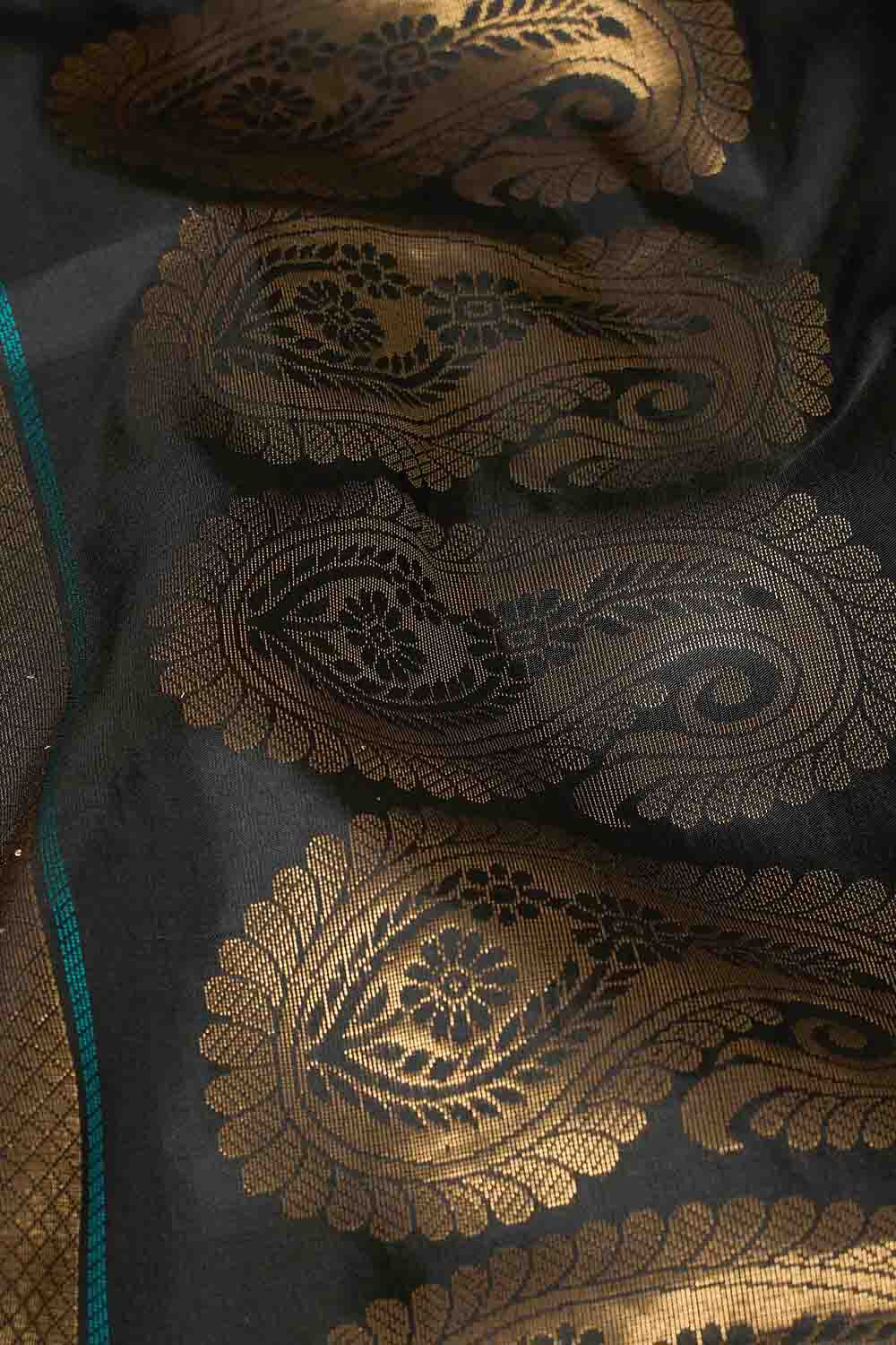 Black Woven Pure Soft Silk Saree image number null