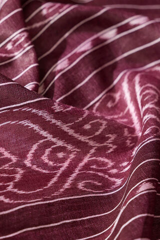 Violet Ikat Pure Tussar Silk Gopalpur Saree thumbnail image number null