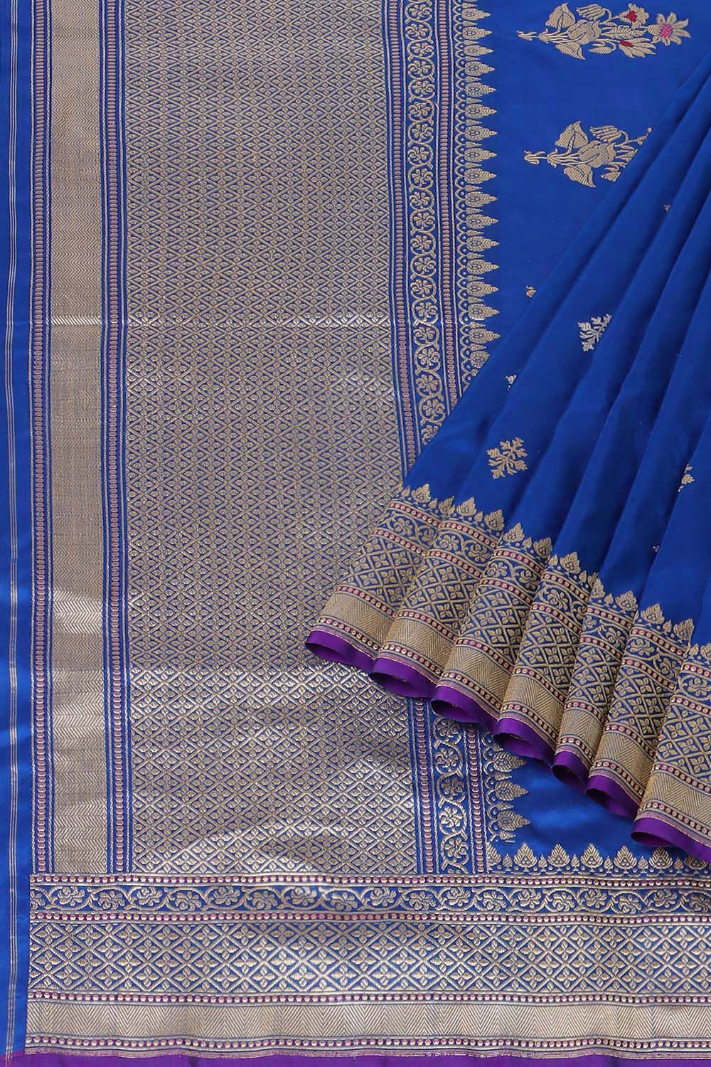 Dark Blue Pure Silk Banarasi Saree image number null