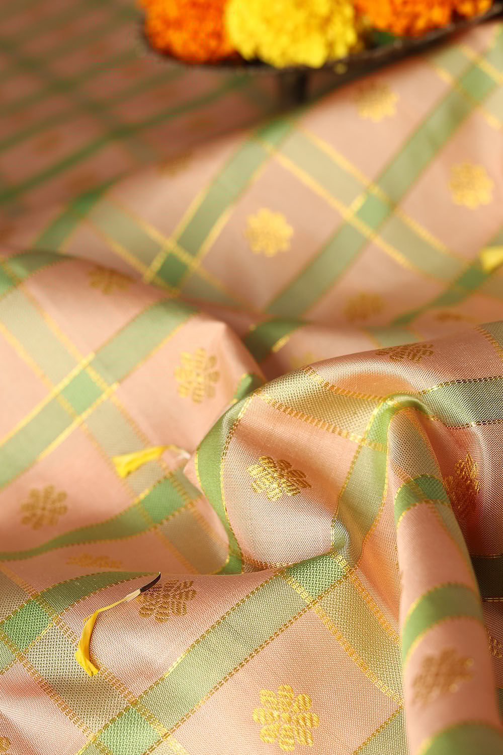 Light Orange Pure Silk Kanjivaram Saree image number null