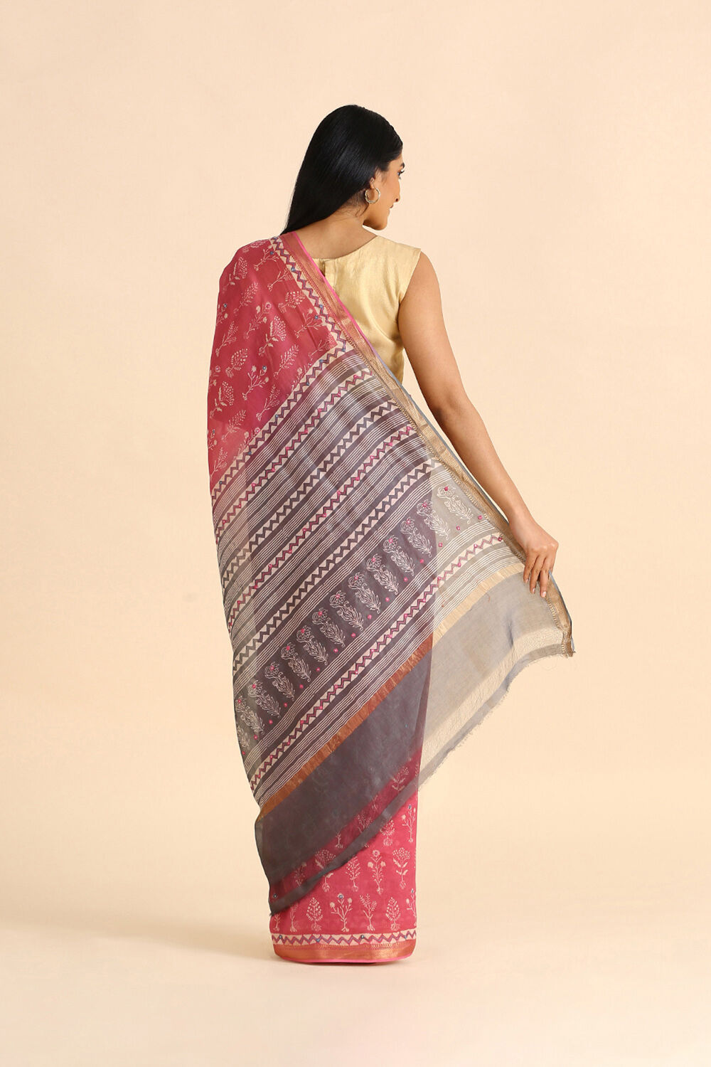 Pink Embroidered Pure Silk Cotton Saree image number null