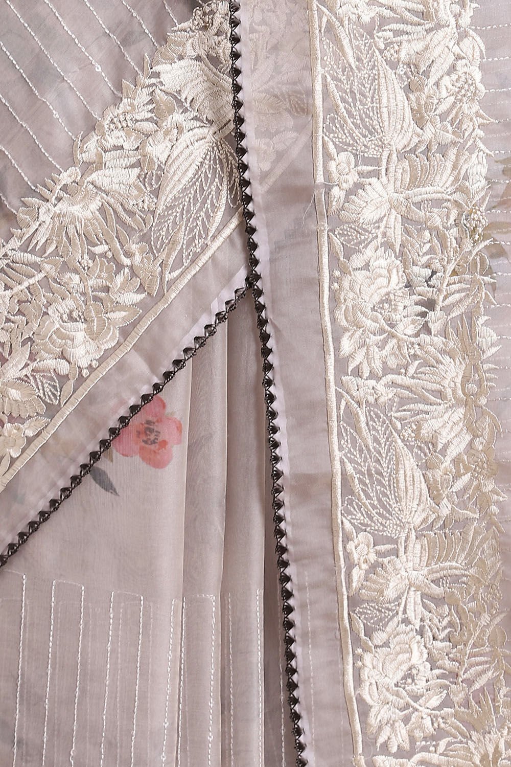 Grey Pure Embroidered Saree image number null