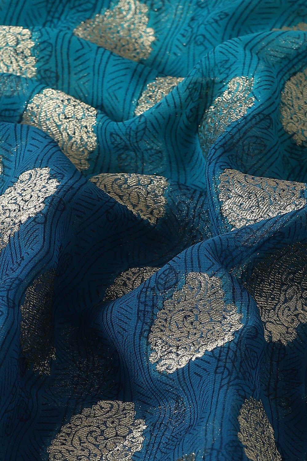 Blue Viscose Pure Georgette Banarasi Saree image number null