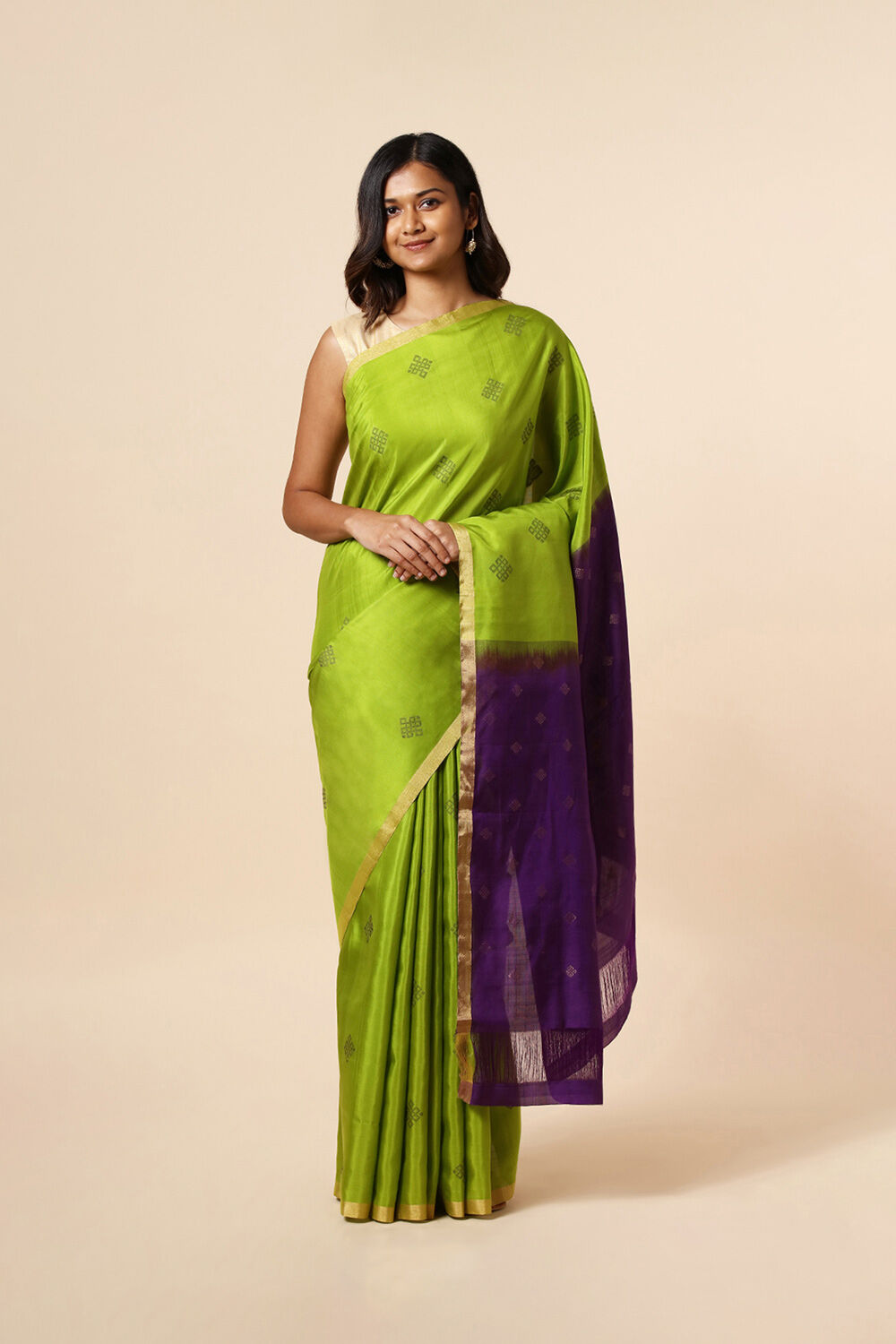 Light Green Handwoven South Pure Silk Tencel Saree image number null