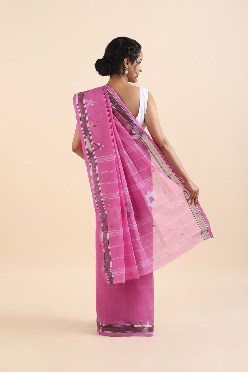 Dark Pink Pure Cotton Bengal Saree image number null