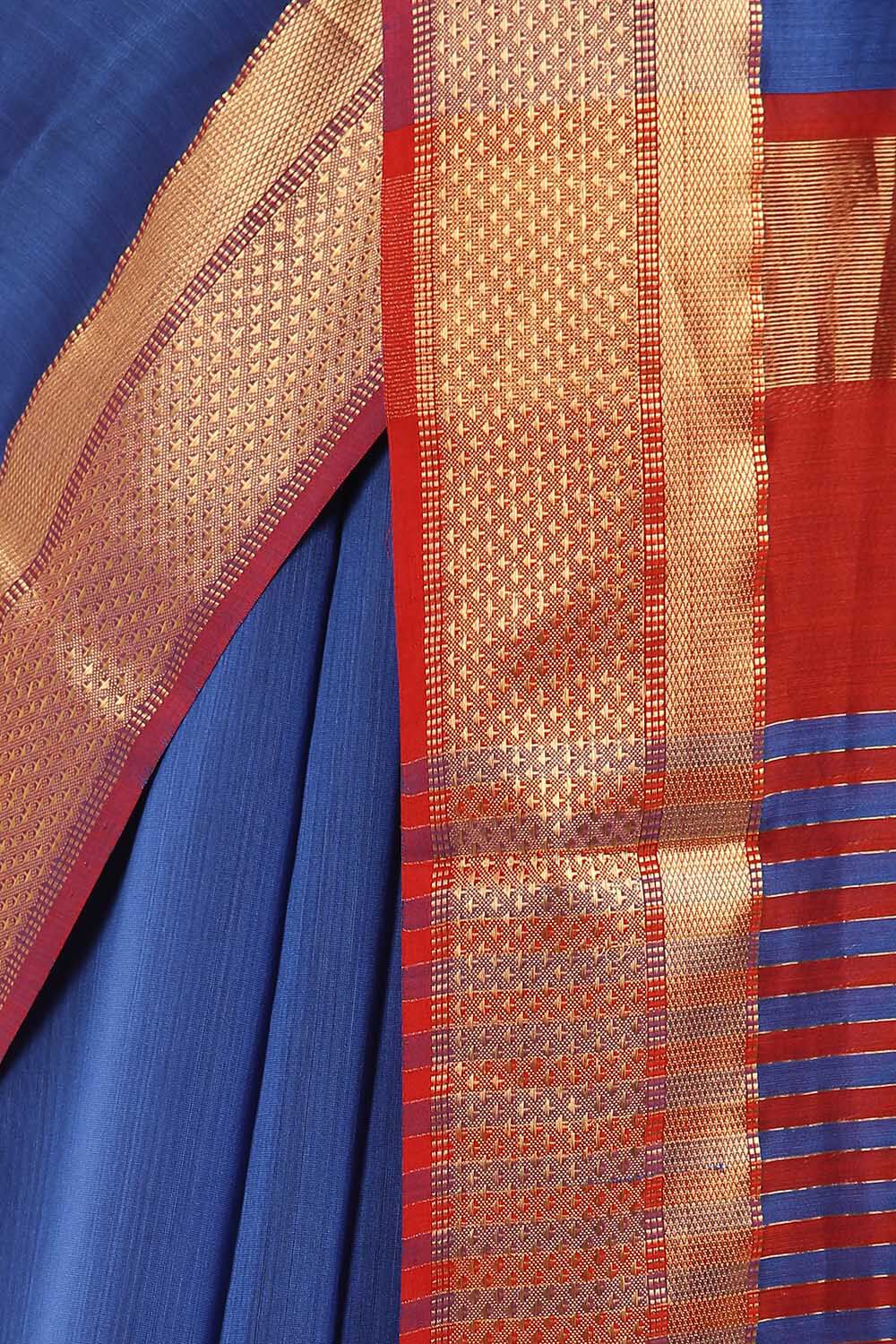 Blue Pure Silk Cotton Maheswari Saree image number null