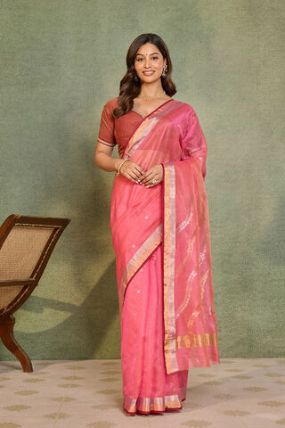 Pink Woven Pure Silk Cotton Chanderi Saree thumbnail image number null