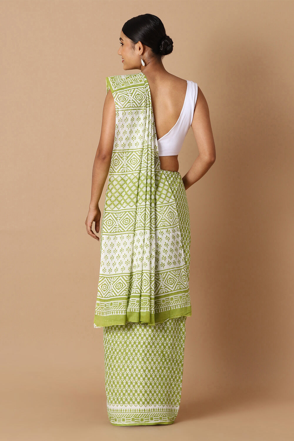 Light Green Pure Cotton Sanganeri Printed Saree image number null