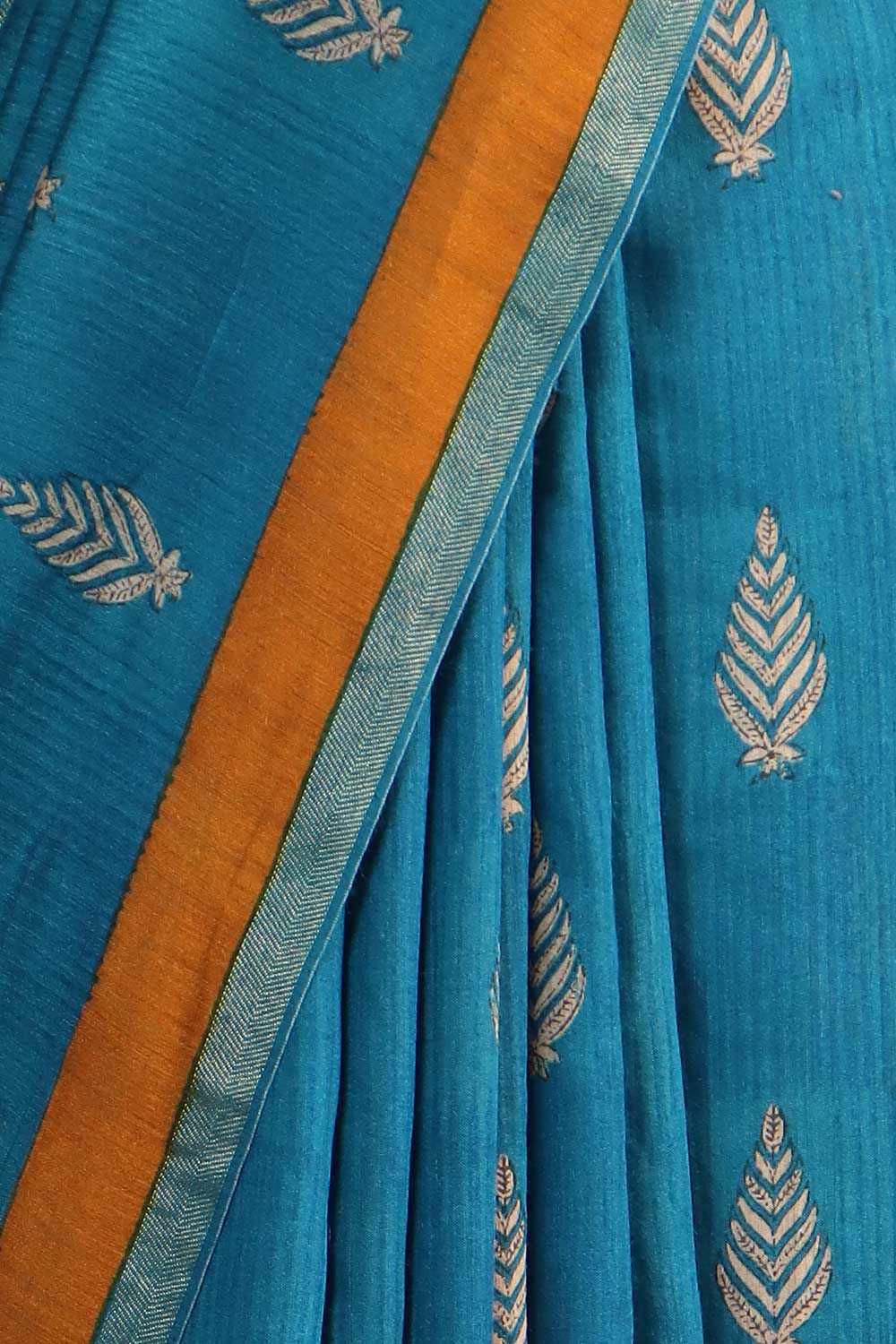 Blue Pure Tussar Vanya Printed Saree image number null
