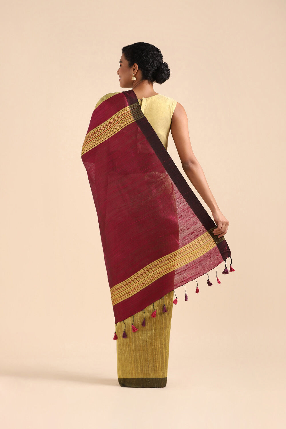 Red Pure Tussar Silk Bhagalpuri Saree image number null