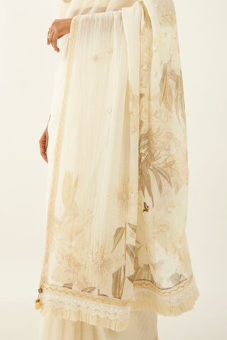Off White Pure Silk Cotton Digital Printed Saree thumbnail image number null