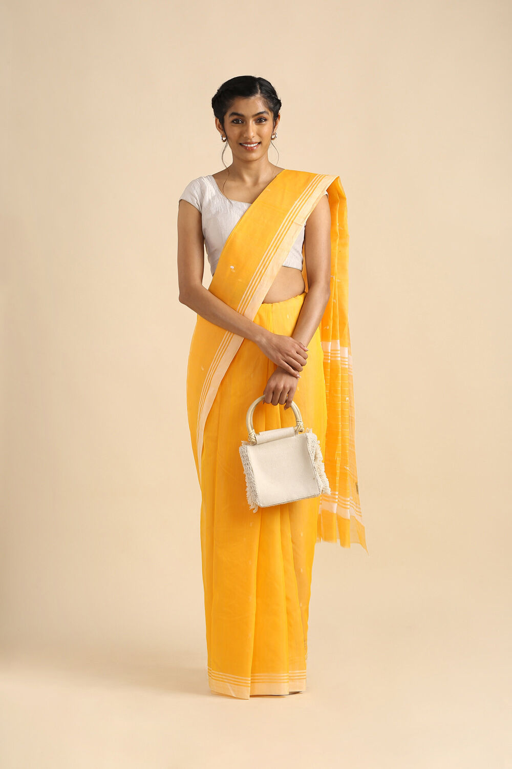 Yellow Pure Silk Cotton Chanderi Saree image number null