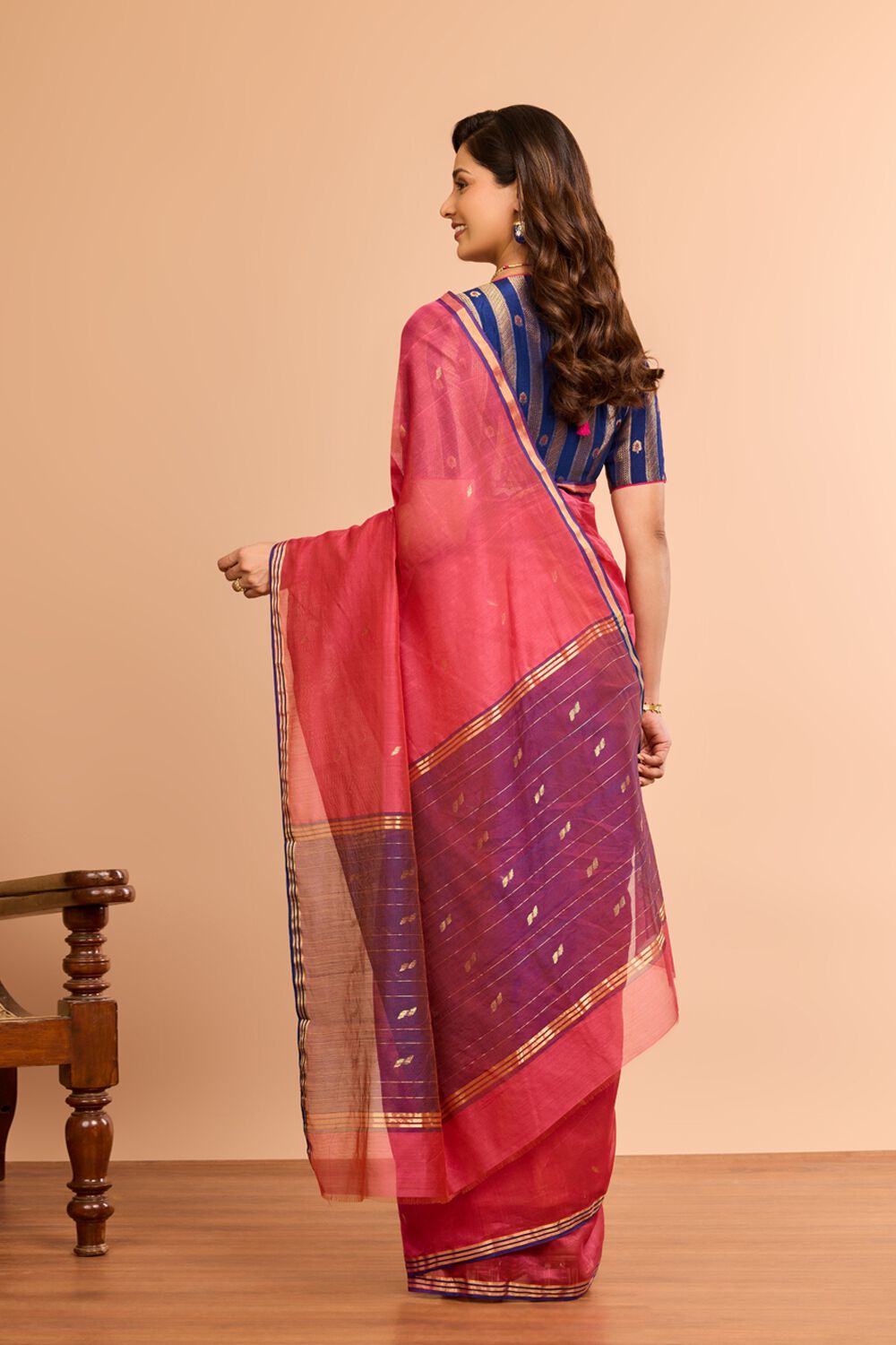 Pink Woven Pure Silk Cotton Chanderi Saree image number null